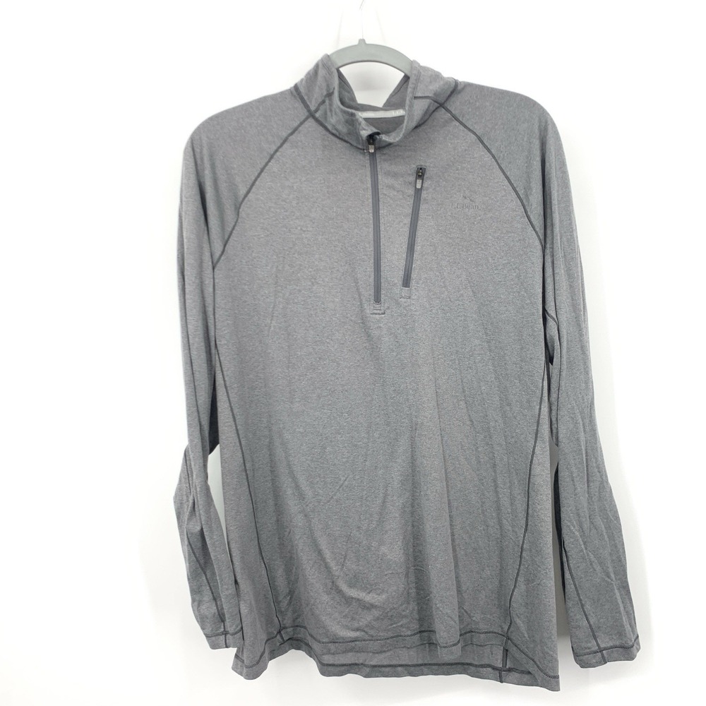 LL Bean Men Size Large TALL‎ LT Shirt 1/4 Zip Pullover Top Gray Base Layer